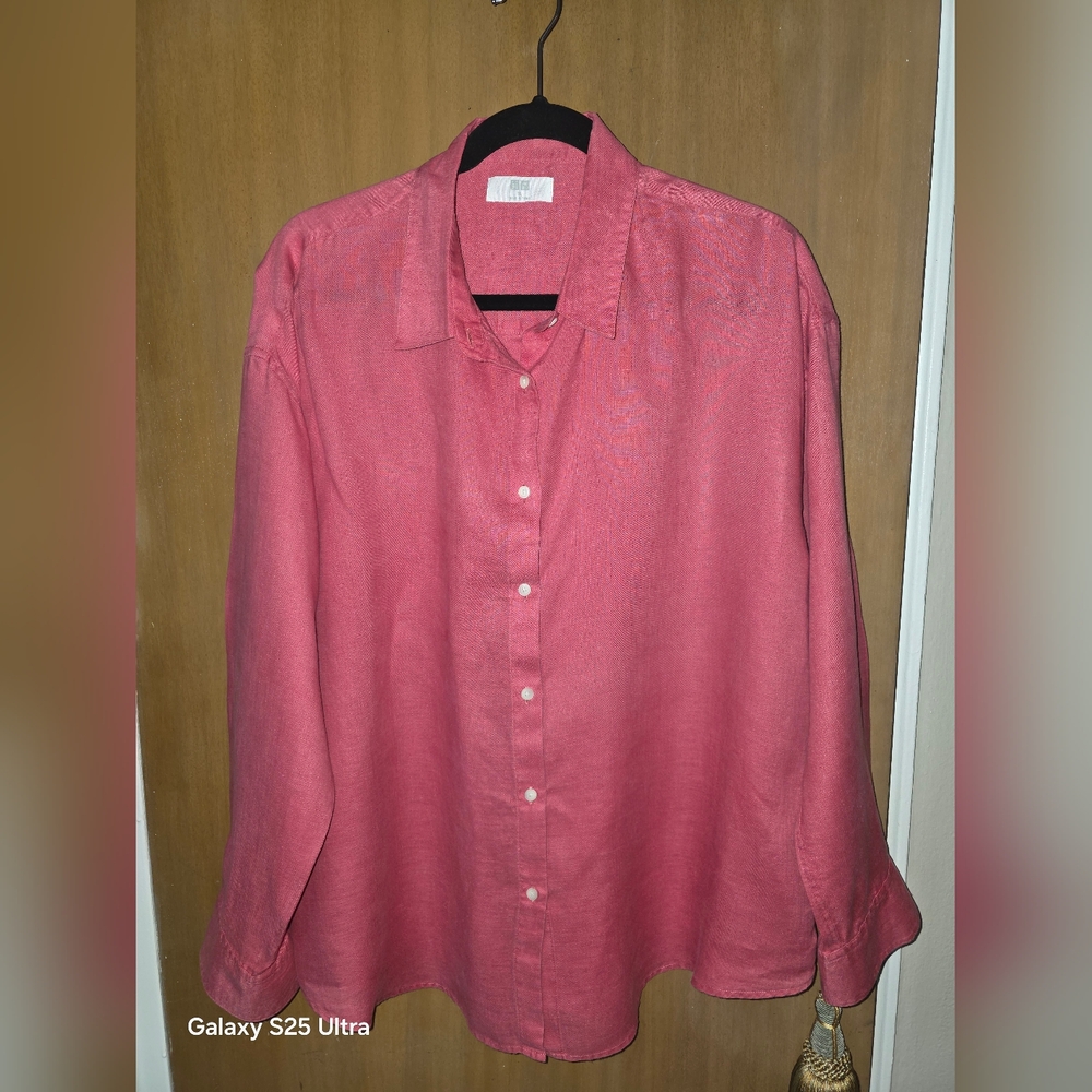 Uniqlo Nautical Red Linen Blouse